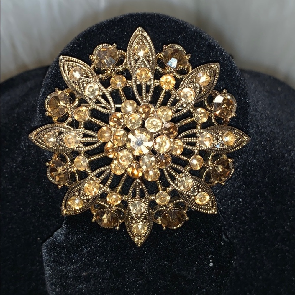 Gold and topaz Brooch - Picture 3 of 4